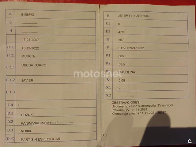 Suzuki Intruder C800 Volusia 4500 € 2007 Valencia - 8